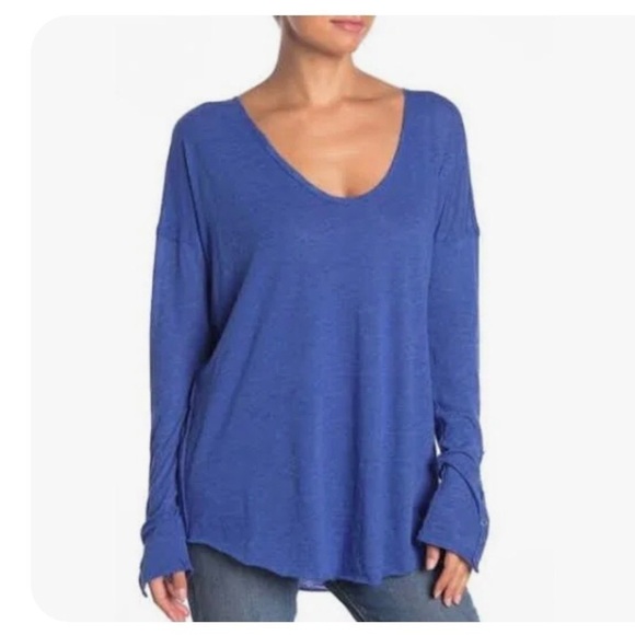 Free People We The Free Sienna Snap Oversized Long Sleeve Tee Shirt XS - Picture 4 of 10